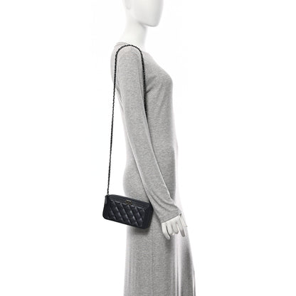 Chanel Metallic Caviar Quilted Small Boy Clutch With Chain Navy 2 of 11