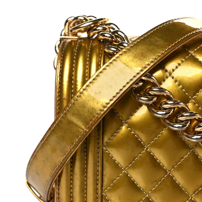 Chanel Metallic Patent Calfskin Quilted Medium Boy Flap Gold 10 of 14