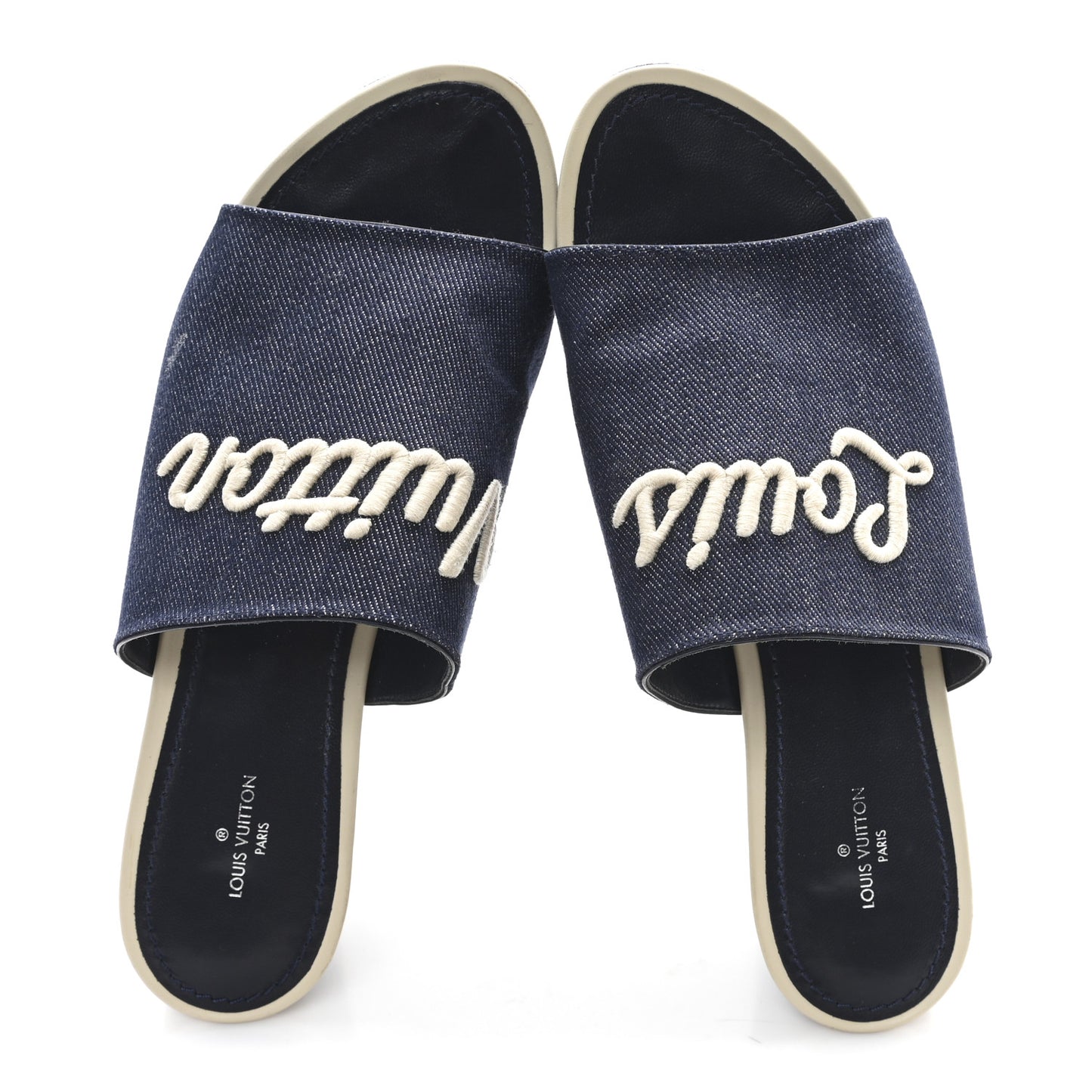 Canvas Wedge Mules 39 Navy Blue