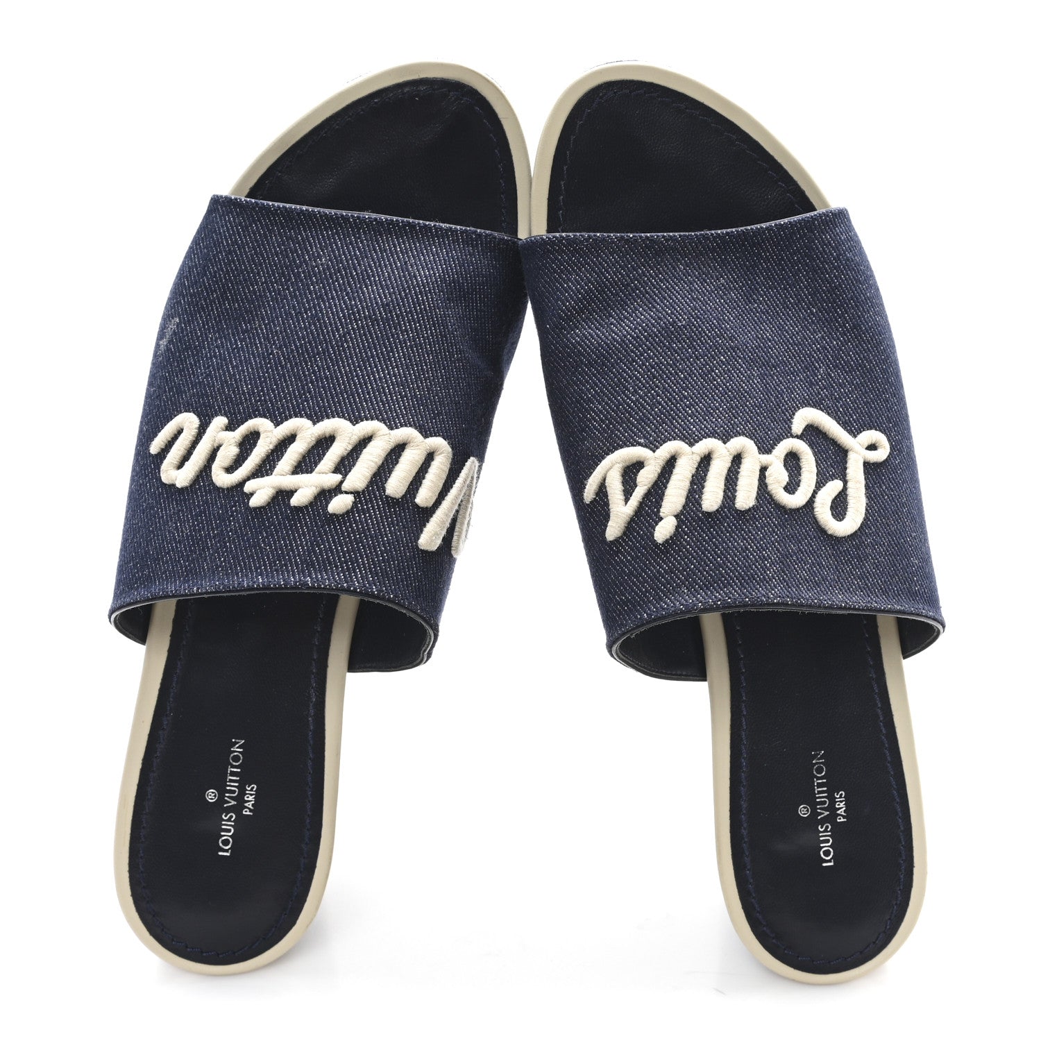 Louis Vuitton Canvas Wedge Mules 39 Navy Blue 2 of 9