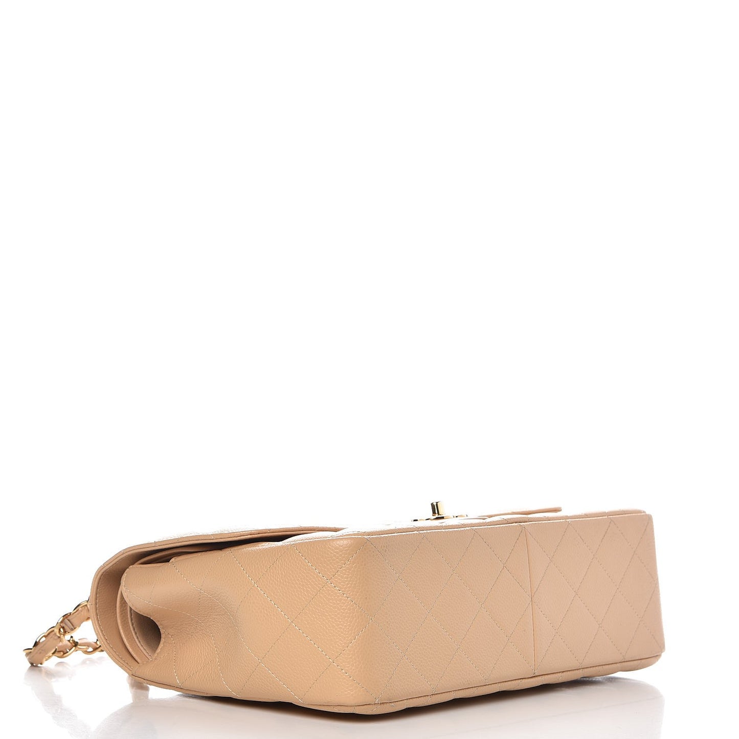 Caviar Quilted Jumbo Double Flap Beige Clair