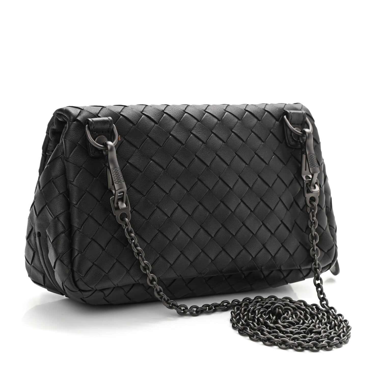 Nappa Intrecciato Small Chain Crossbody Black