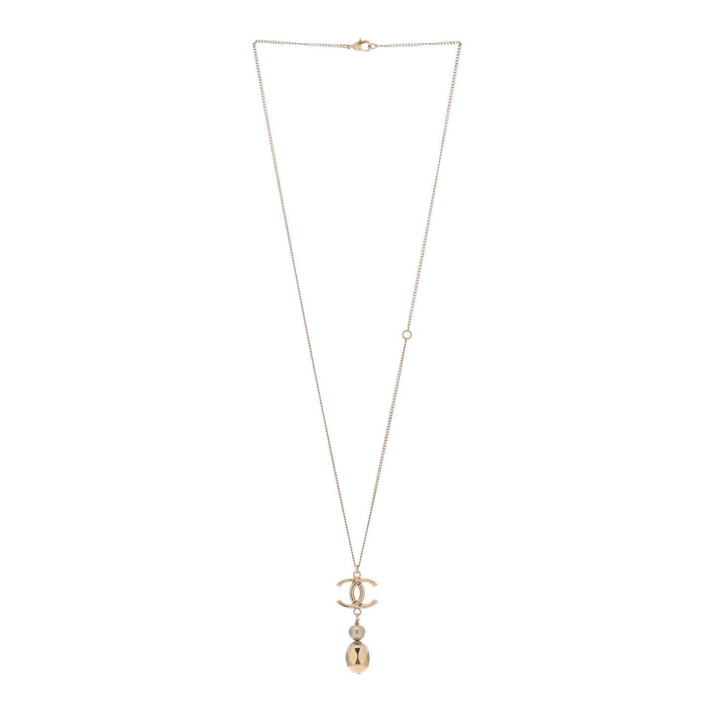 Metal Bead CC Drop CC Pendant Necklace Gold