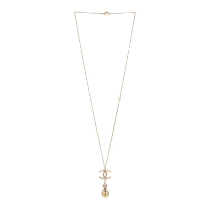 Chanel Metal Bead CC Drop CC Pendant Necklace Gold 2 of 3