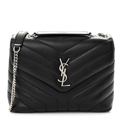 Saint Laurent Calfskin Y Quilted Monogram Small Loulou Chain Satchel Black 1 of 10