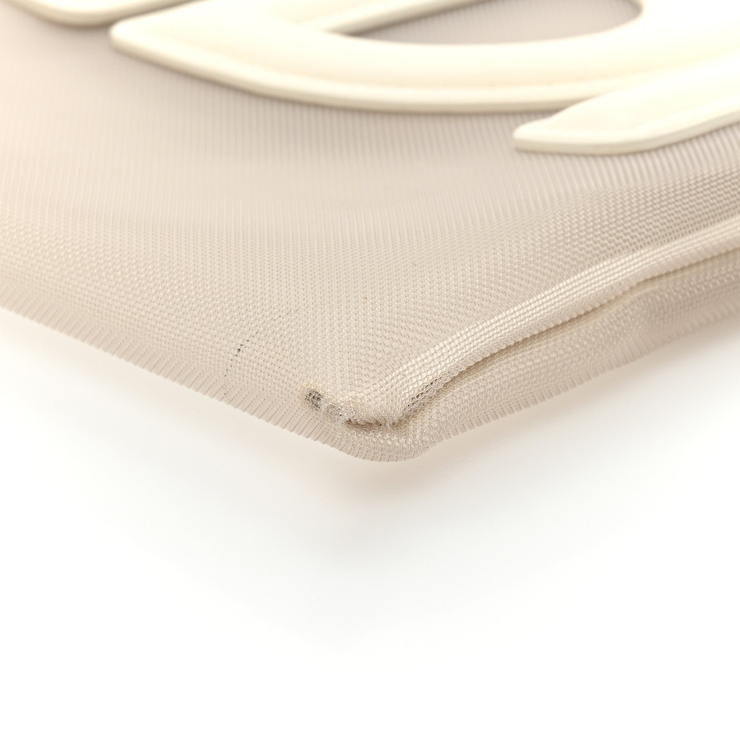 Fendi Mesh Vitello King Logo Embroidered Large Flat Pouch Sabbia White Ice 7 of 11
