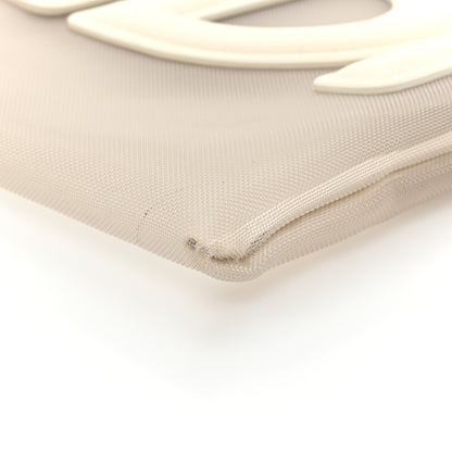 Fendi Mesh Vitello King Logo Embroidered Large Flat Pouch Sabbia White Ice 7 of 11