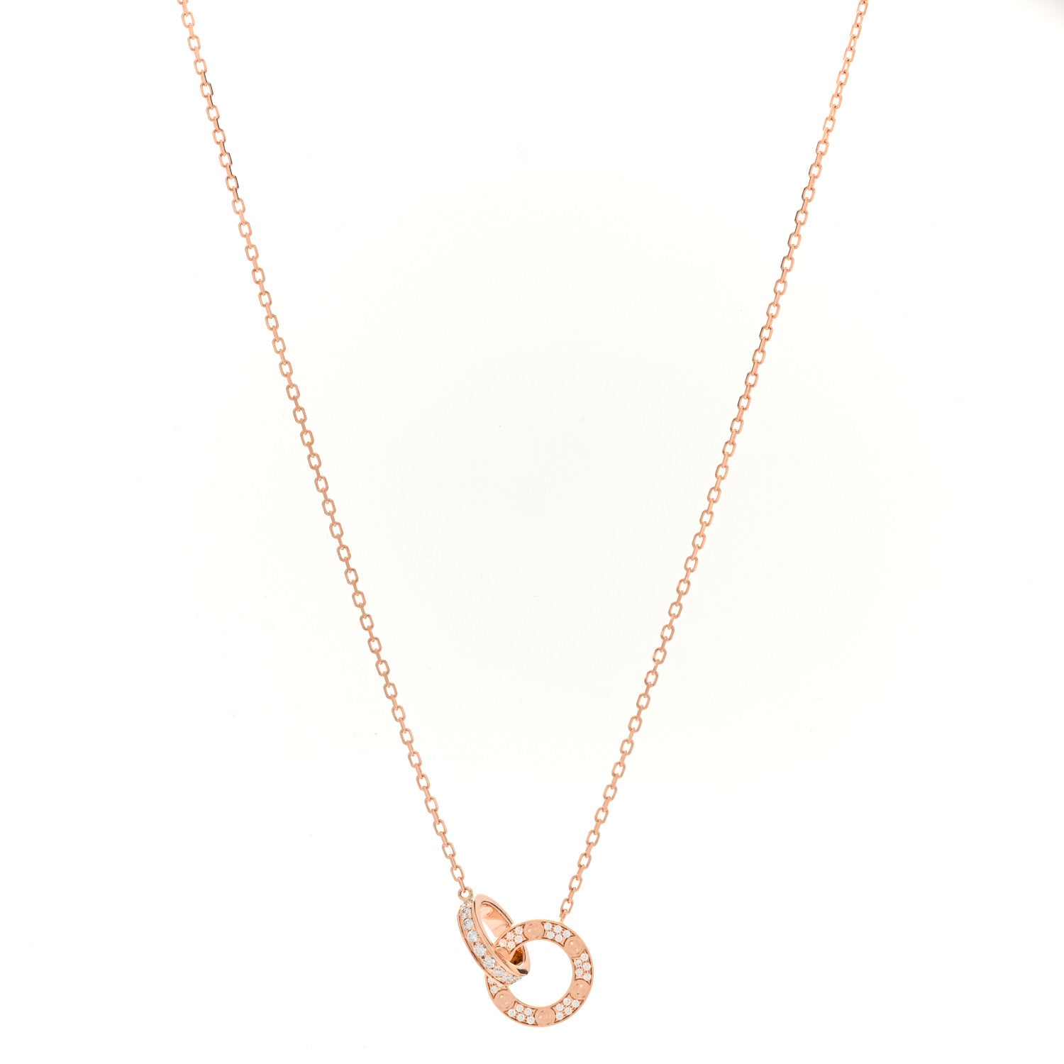 Cartier 18K Pink Gold Diamond Interlocking LOVE Paved Necklace 1 of 6