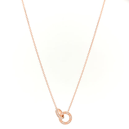 Cartier 18K Pink Gold Diamond Interlocking LOVE Paved Necklace 1 of 6