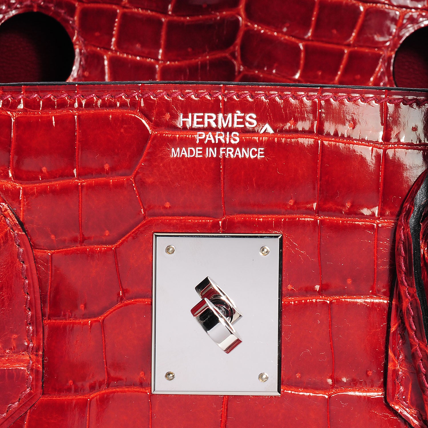 Hermes Shiny Porosus Crocodile Birkin 35 Rouge H 7 of 19