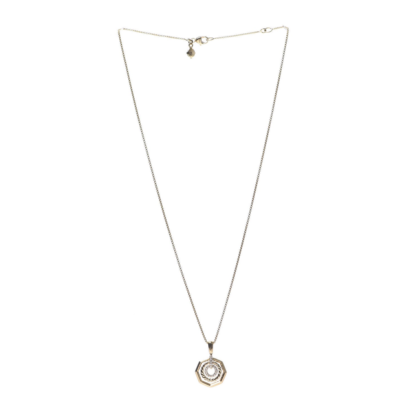 18K Yellow Gold Diamond 16mm Stax Pendant Necklace