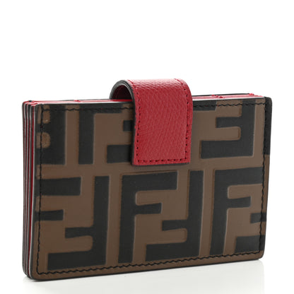 Fendi Vitello Cruise F is Fendi Bi-Color FF 1974 Embossed Gusseted Card Holder Maya Black Rosso 3 of 8