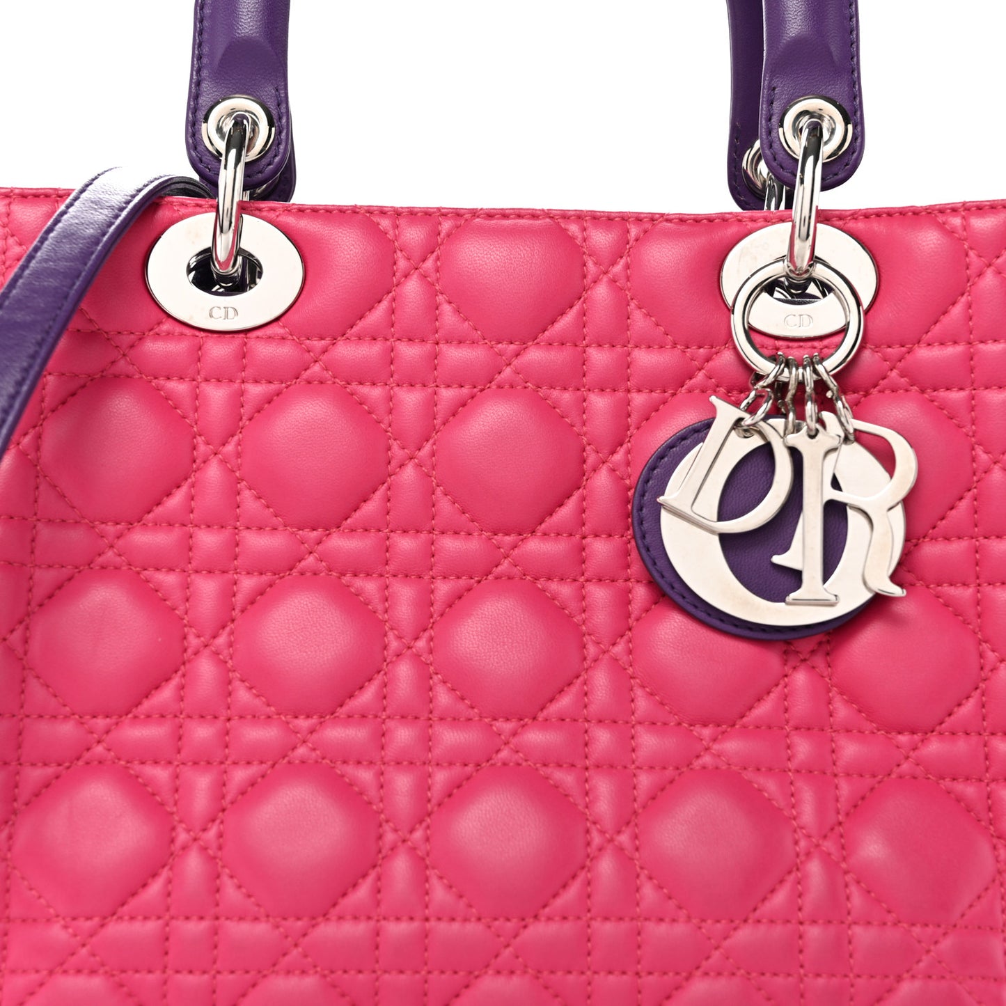 Lambskin Cannage Medium Tri-Color Lady Dior Pink
