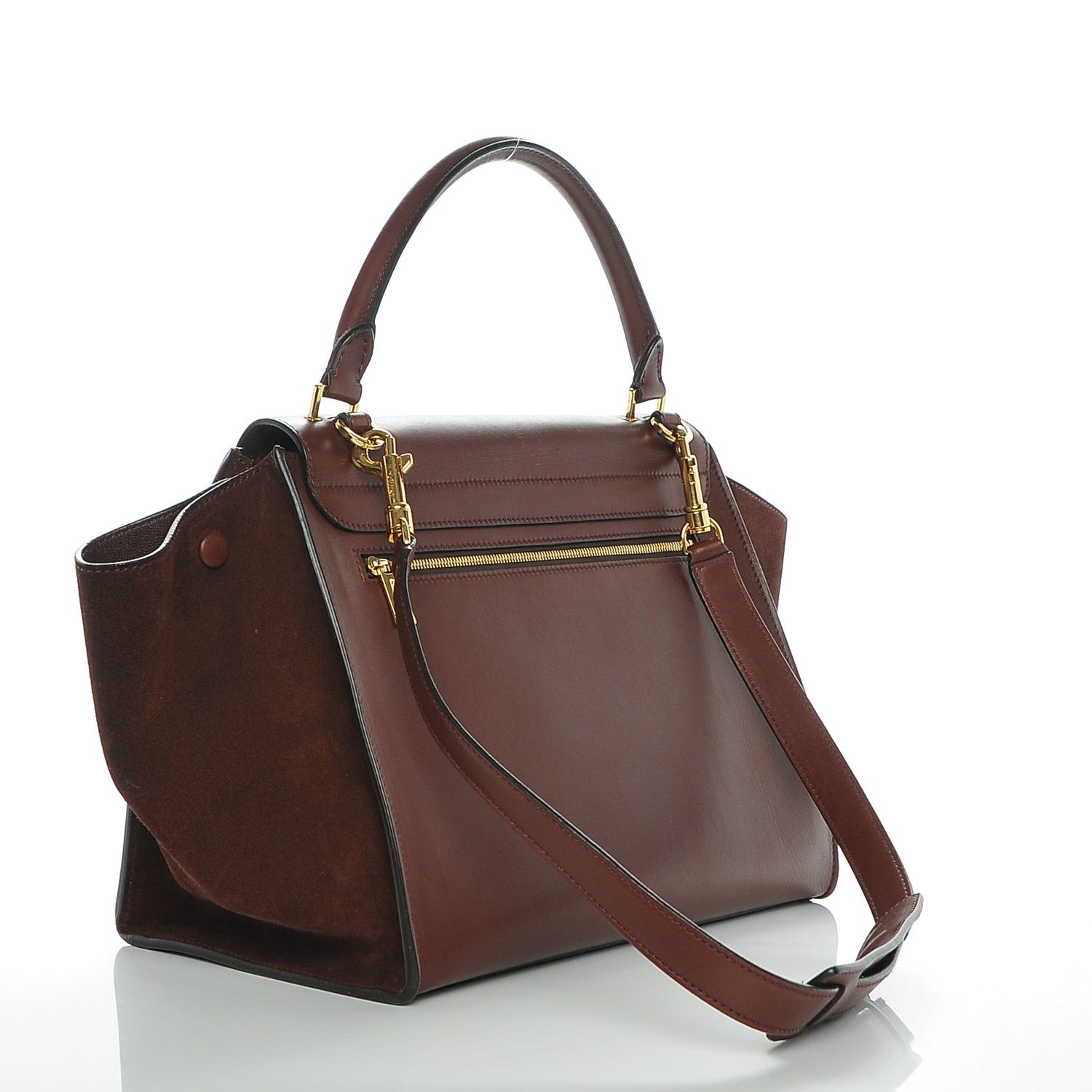 Celine Smooth Calfskin Suede Medium Trapeze Burgundy 3 of 8