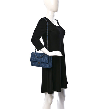 Chanel Denim Bleached Chain Medium Double Flap Blue 2 of 8