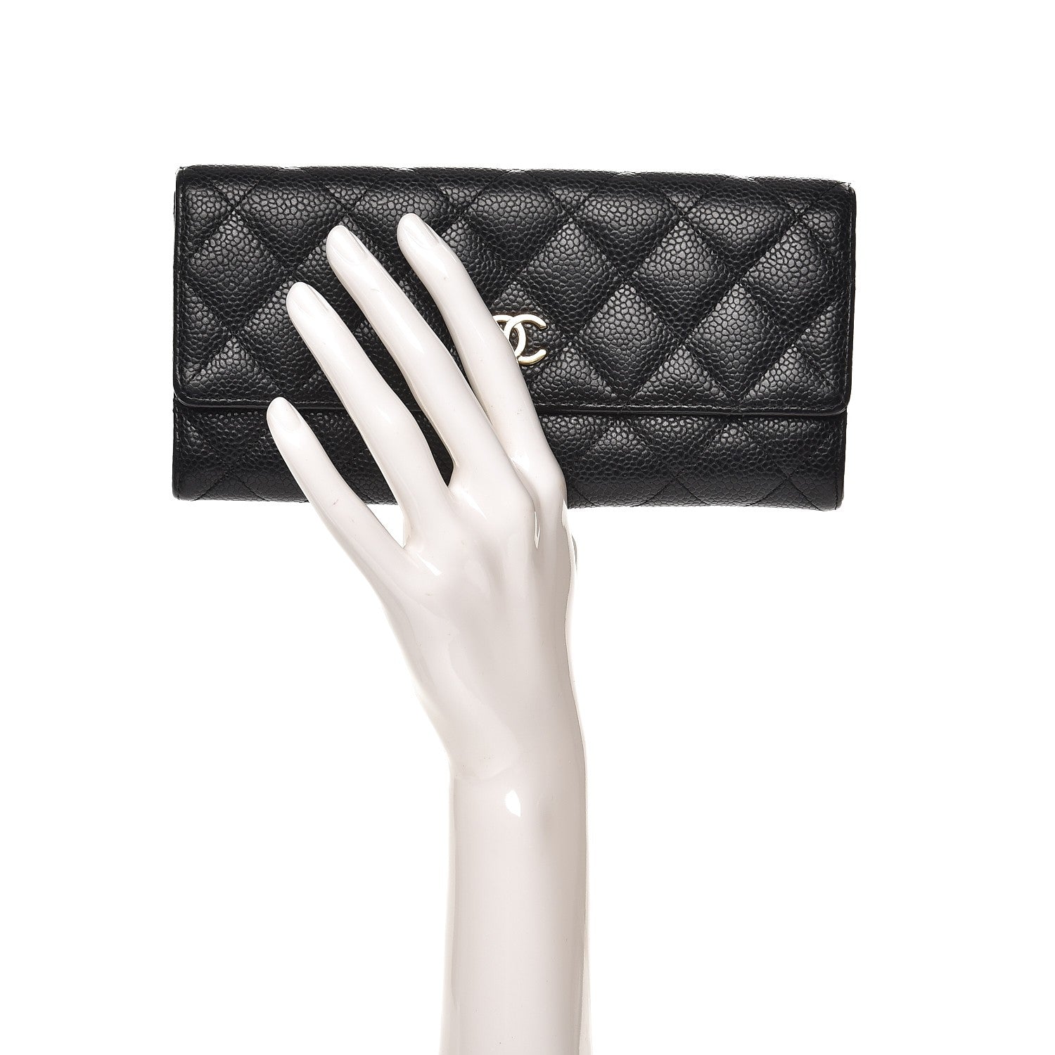 Chanel Caviar Quilted Large Gusset Flap Wallet Black 2 of 9