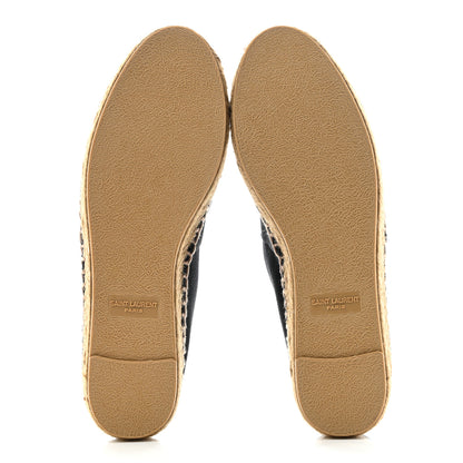 Saint Laurent Canvas Nappa Elba Light Logo Embroidered Espadrilles 36 Black 5 of 10
