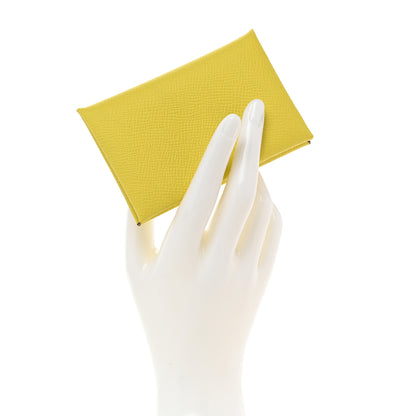 Hermes Epsom Calvi Card Case Lime 2 of 8