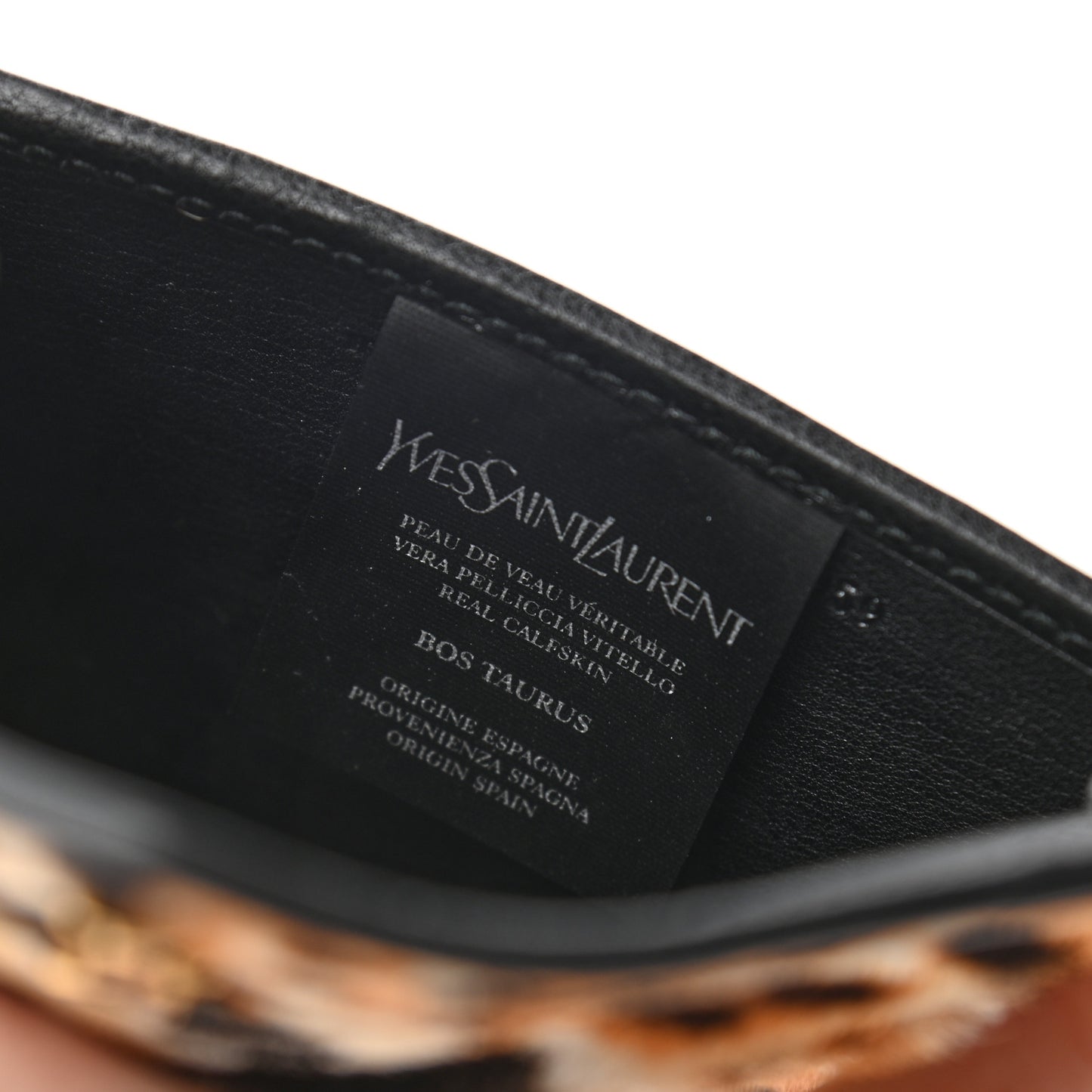 Pony Hair Monogram Leopard Print Card Holder Wallet Black