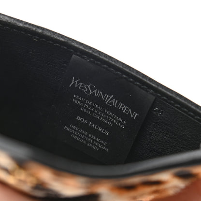 Saint Laurent Pony Hair Monogram Leopard Print Card Holder Wallet Black 7 of 8