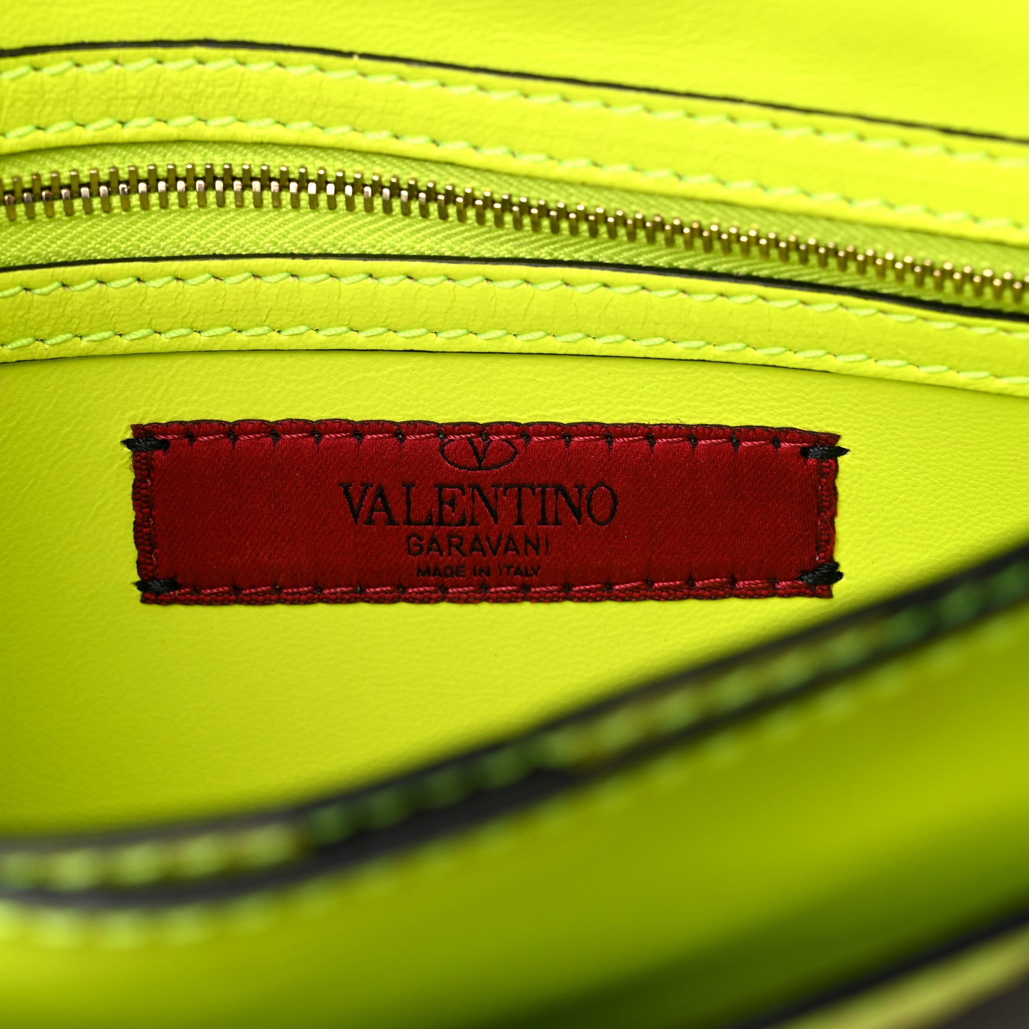 Valentino Garavani Nappa Canvas Camouflage Rockstud Wristlet Clutch Yellow Fluo Green 6 of 15