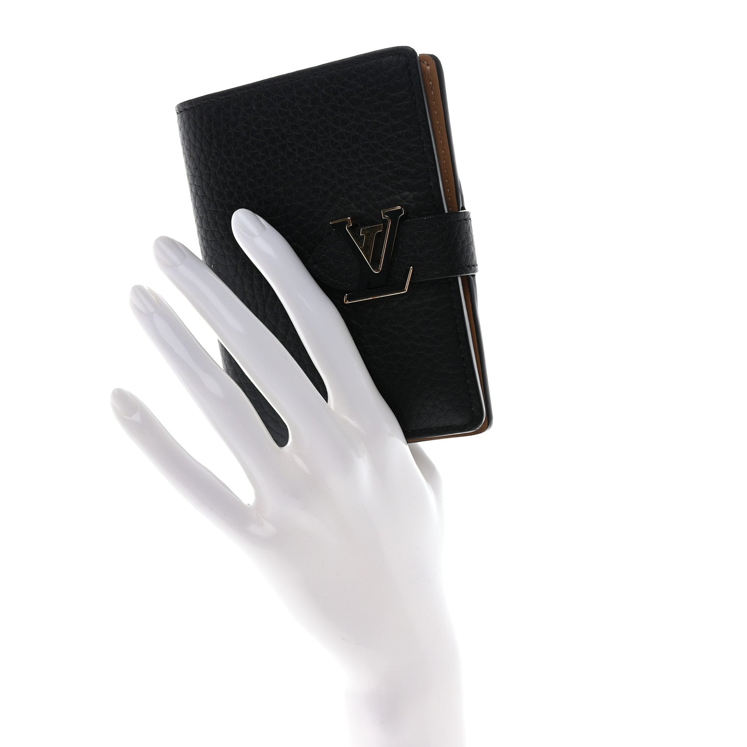 Louis Vuitton Taurillon Capucines Vertical Compact Wallet Black 2 of 7