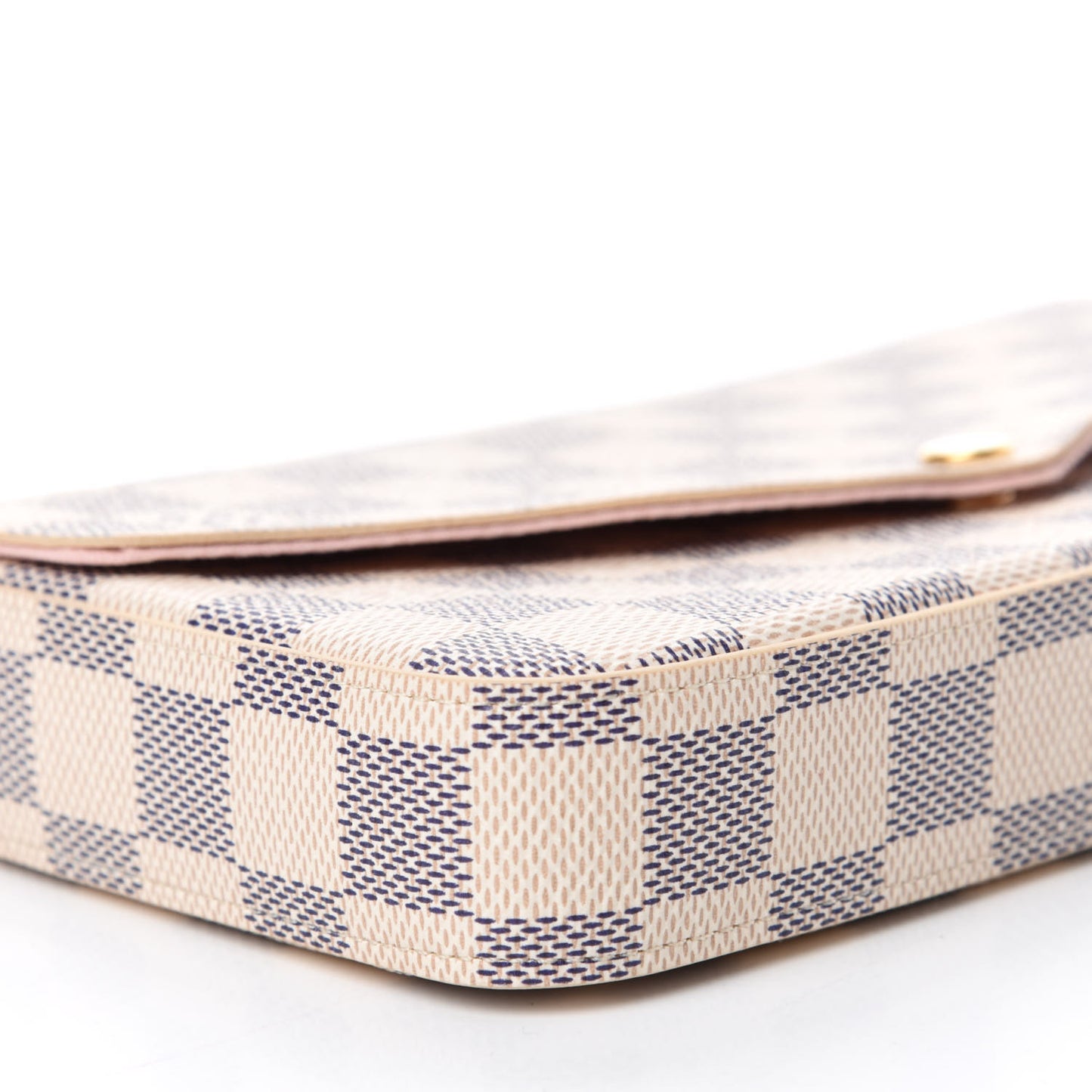 Damier Azur Pochette Felicie Chain Wallet Rose Ballerine