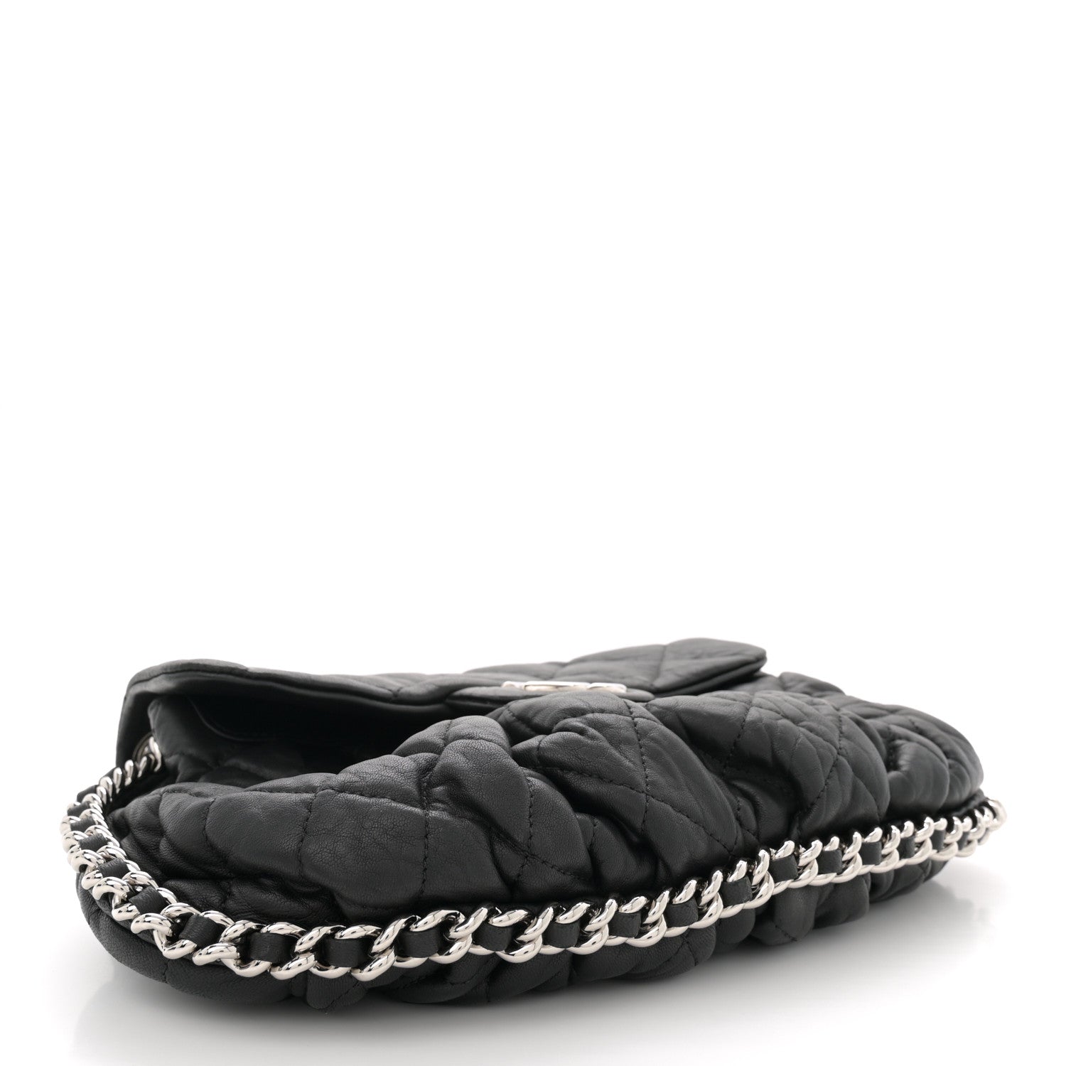 Chanel Washed Lambskin Quilted Medium Chain Around Messenger Black 4 of 11