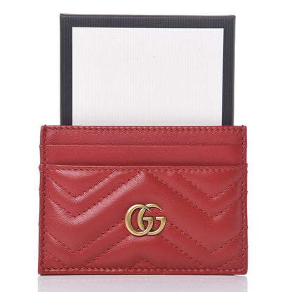 Gucci Calfskin Matelasse GG Marmont Card Holder Hibiscus Red 7 of 7