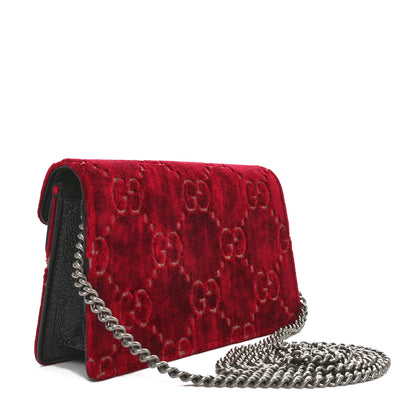 Gucci Velvet GG Monogram Super Mini Dionysus Shoulder Bag Red Cipria Black 3 of 10