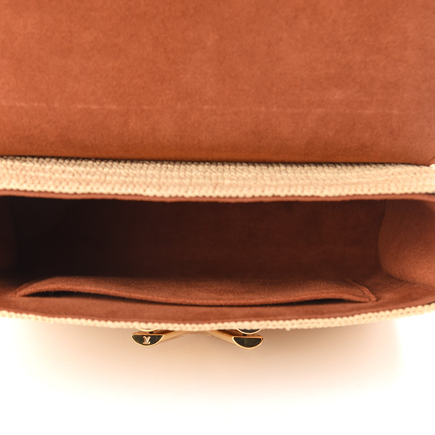 Louis Vuitton Calfskin Raffia Twist Shoulder Bag MM Caramel 5 of 9