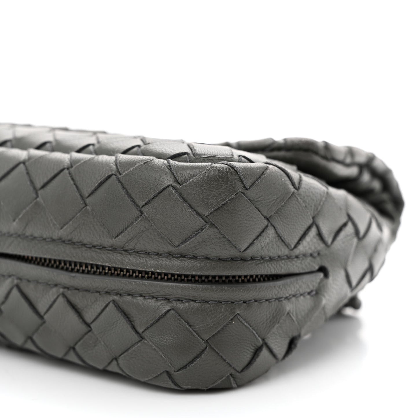 Nappa Intrecciato Small Chain Crossbody Light Grey