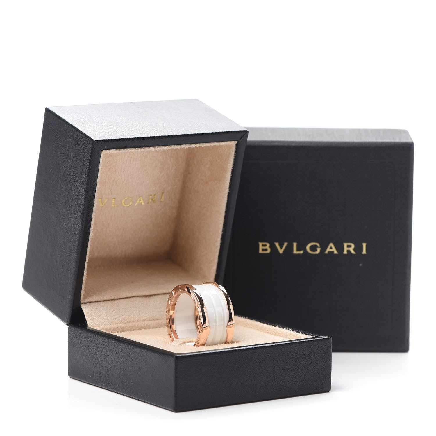 Bulgari 18K Rose Gold White Ceramic B.Zero1 Four-Band Ring 57 8 6 of 6
