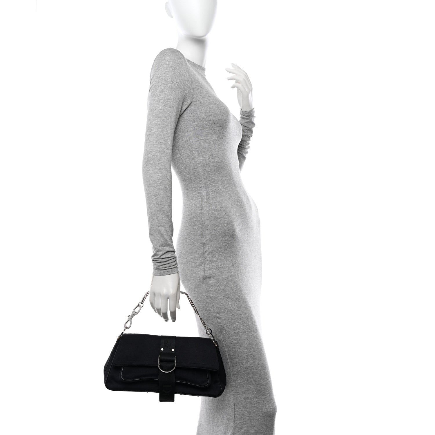 Christian Dior Silk Jersey Crystal Hardcore Bag Navy Black 2 of 13