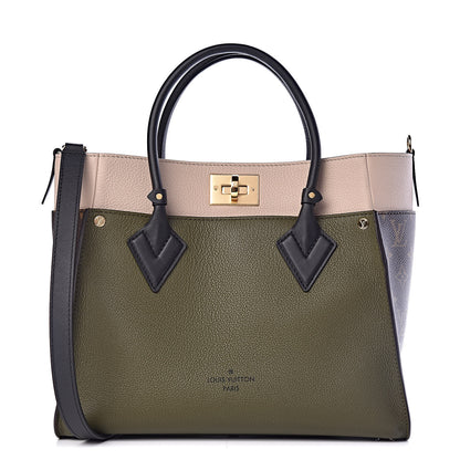 Louis Vuitton Calfskin Monogram On My Side MM Laurier Green Toffee Latte Beige 1 of 11