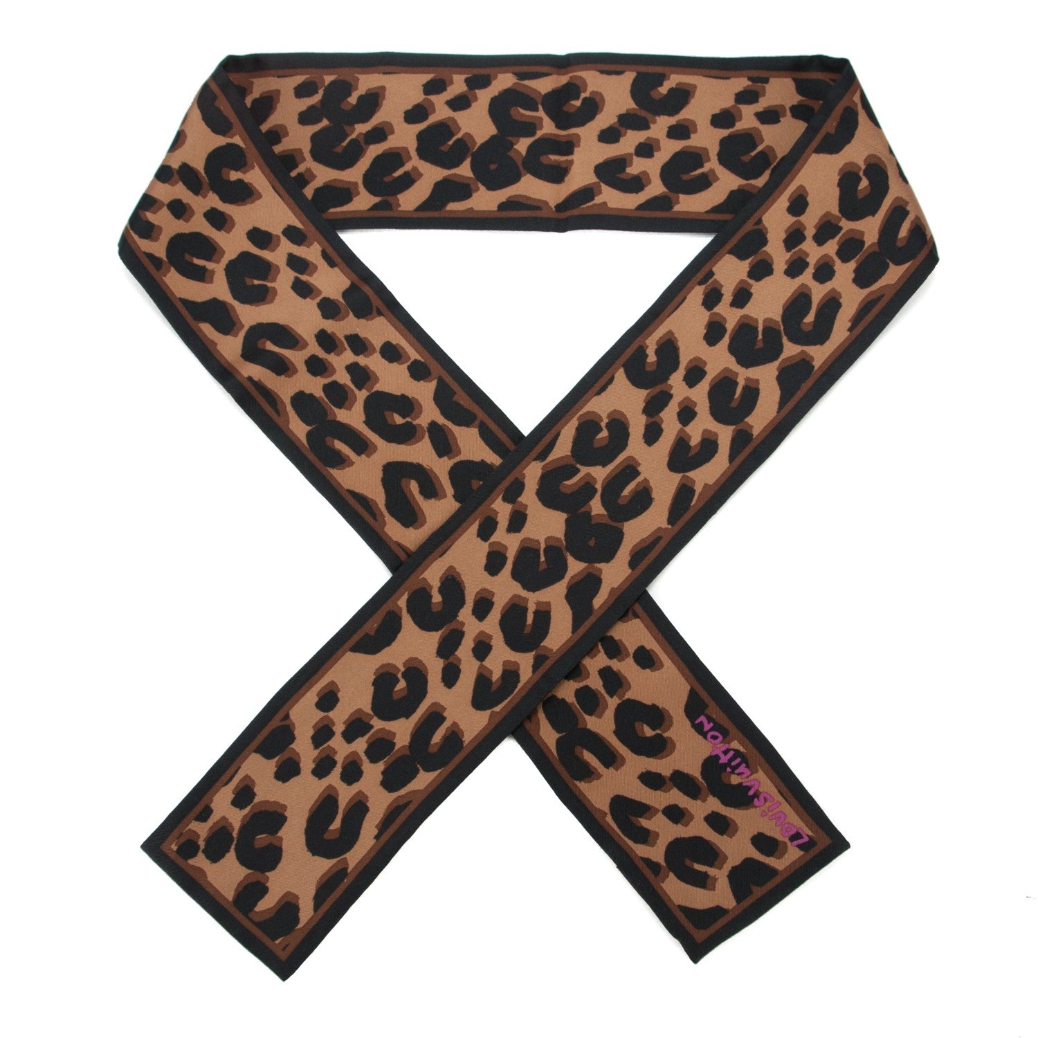Louis Vuitton Silk Leopard Bandeau Scarf Marron 1 of 4