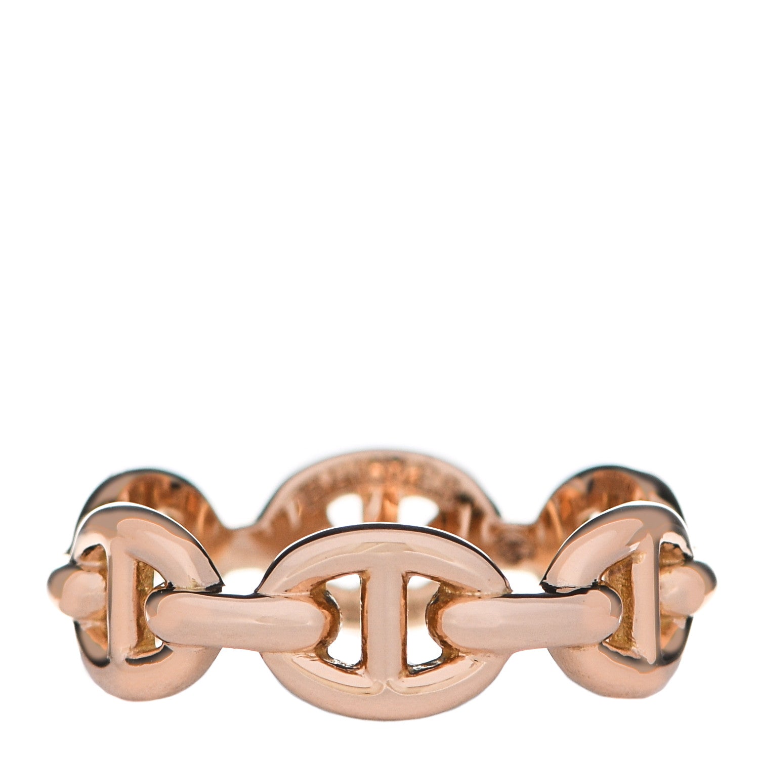 Hermes 18K Rose Gold PM Chaine D'Ancre Enchainee Ring 50 5.25 1 of 5