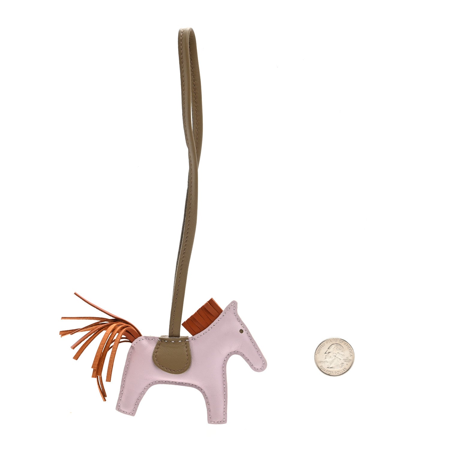 Hermes Milo Lambskin Grigri Rodeo Horse Bag Charm PM Mauve Pale Pain D'Epice Beige Marfa 2 of 3