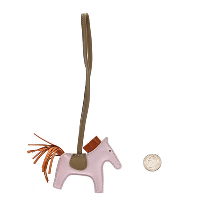 Hermes Milo Lambskin Grigri Rodeo Horse Bag Charm PM Mauve Pale Pain D'Epice Beige Marfa 2 of 3