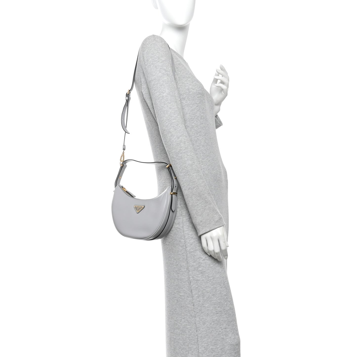 Soft Calfskin Arque Shoulder Bag Ardesia