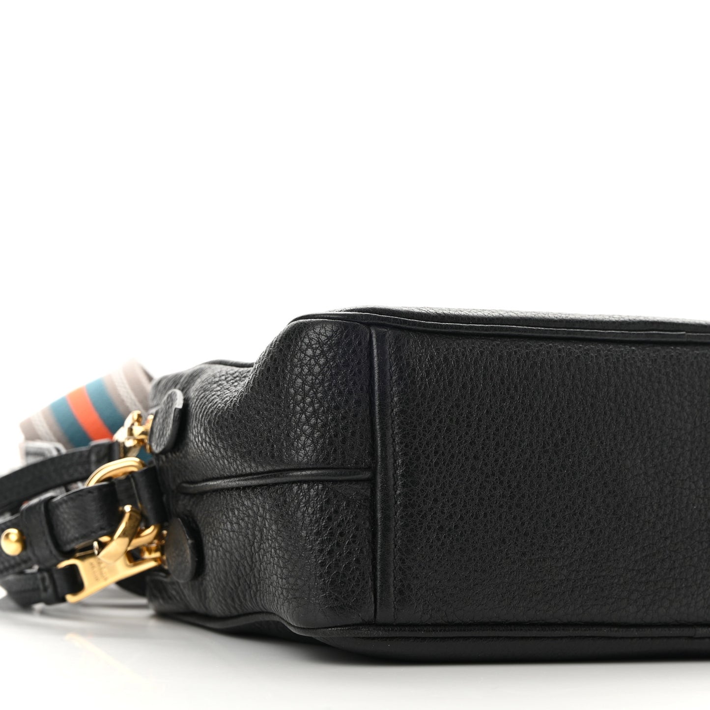 Vitello Daino Medium Double Zip Shoulder Bag Black