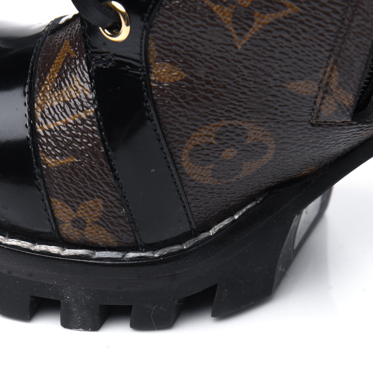 Patent Calfskin Monogram Star Trail Ankle Boots 35 Black