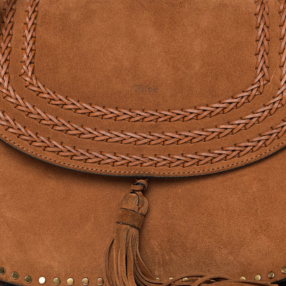 Chloe Suede Braided Medium Hudson Double Carry Shoulder Bag Caramel 8 of 8