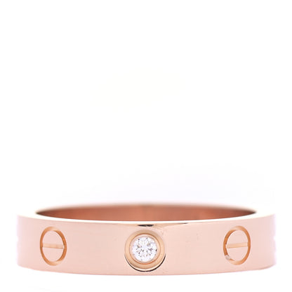 Cartier 18K Pink Gold Diamond 4mm LOVE Wedding Band Ring 52 6 1 of 5