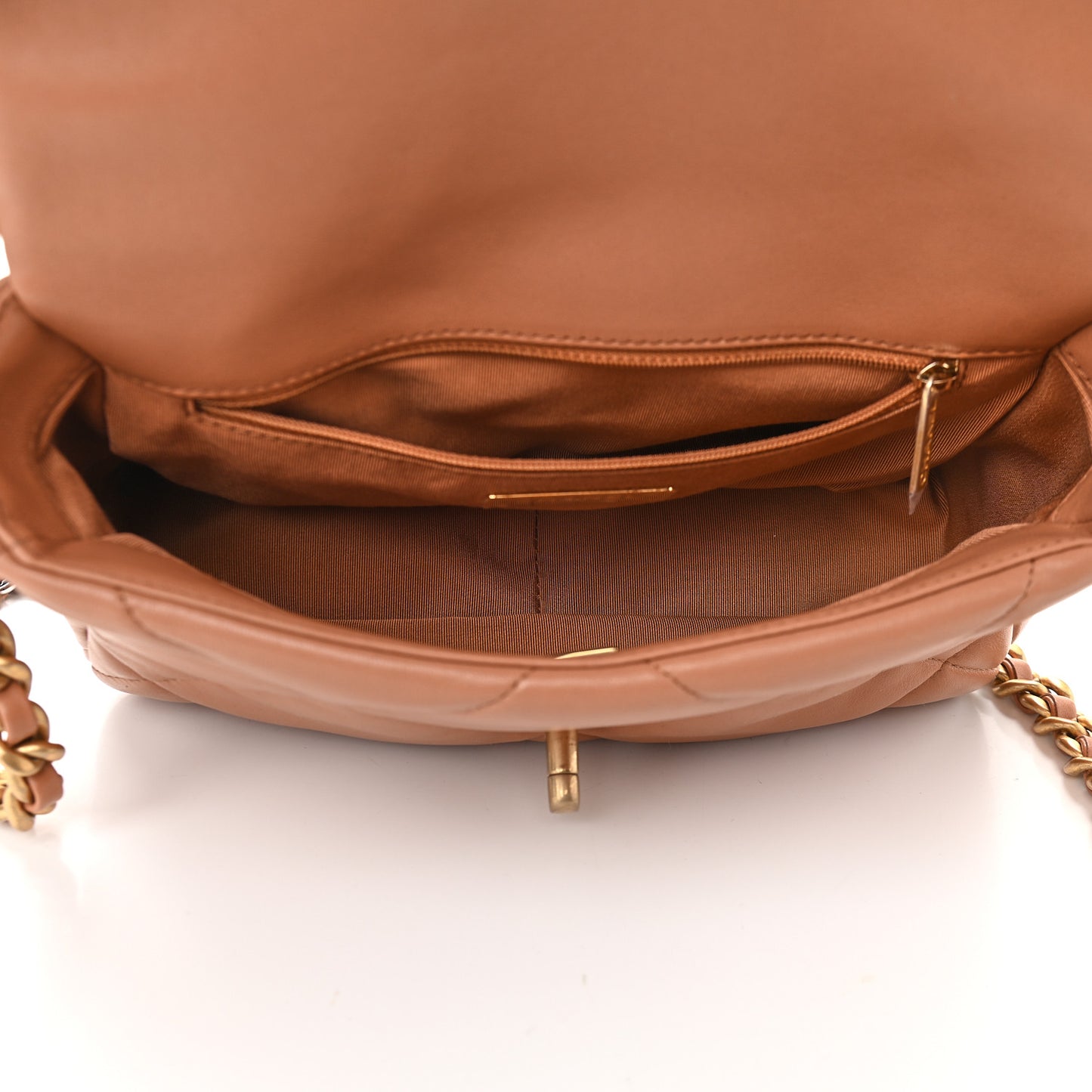 Lambskin Quilted Medium Chanel 19 Flap Brown