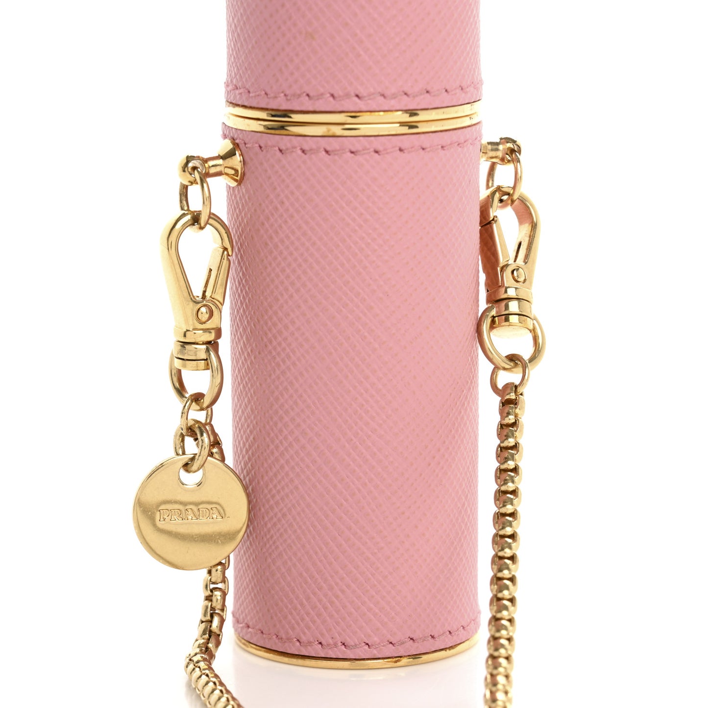 Saffiano Logo Plaque Lipstick Case Petalo