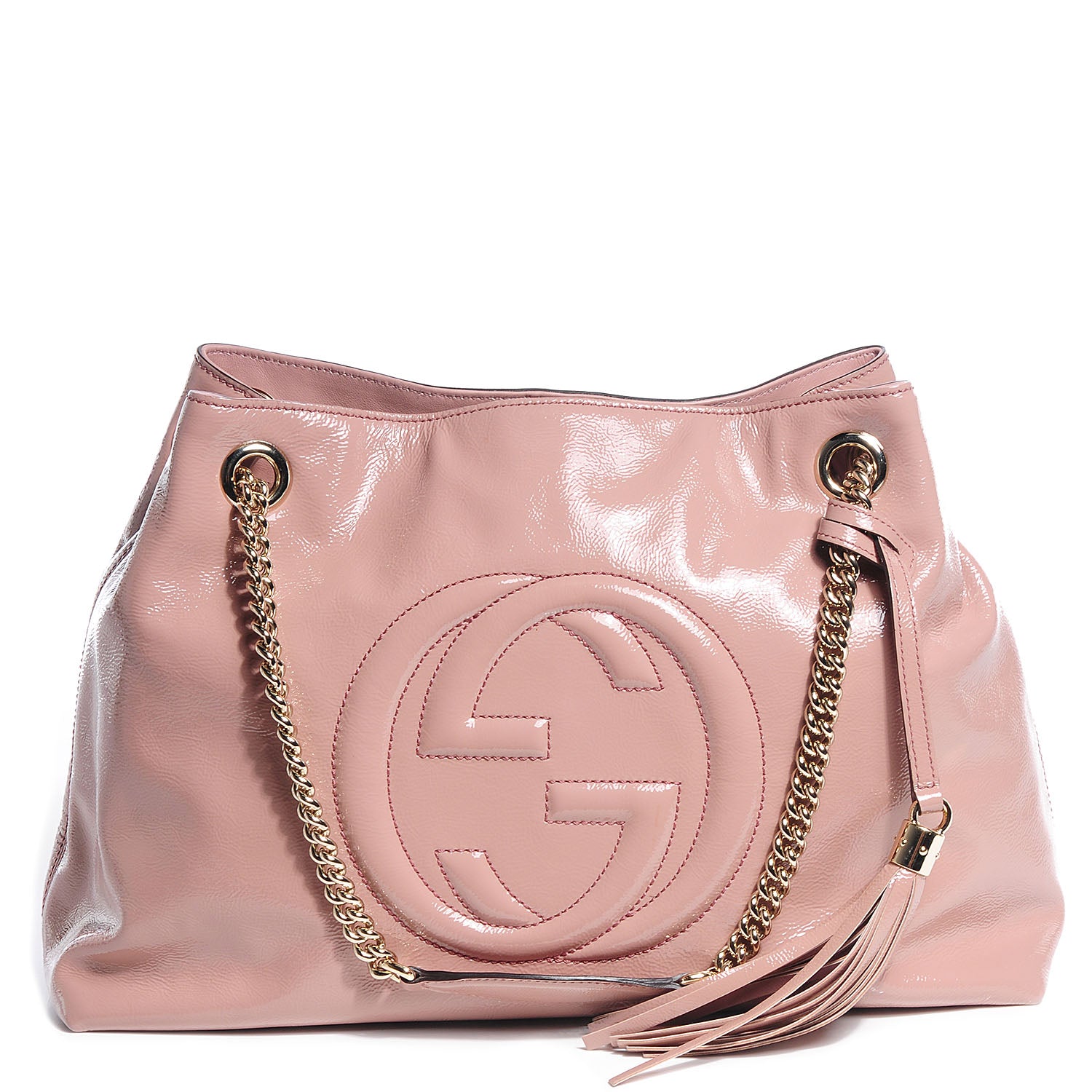 Gucci Patent Medium Soho Chain Shoulder Bag Dark Cipria 1 of 7
