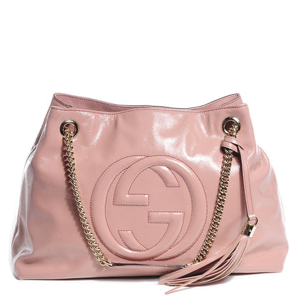Gucci Patent Medium Soho Chain Shoulder Bag Dark Cipria 1 of 7