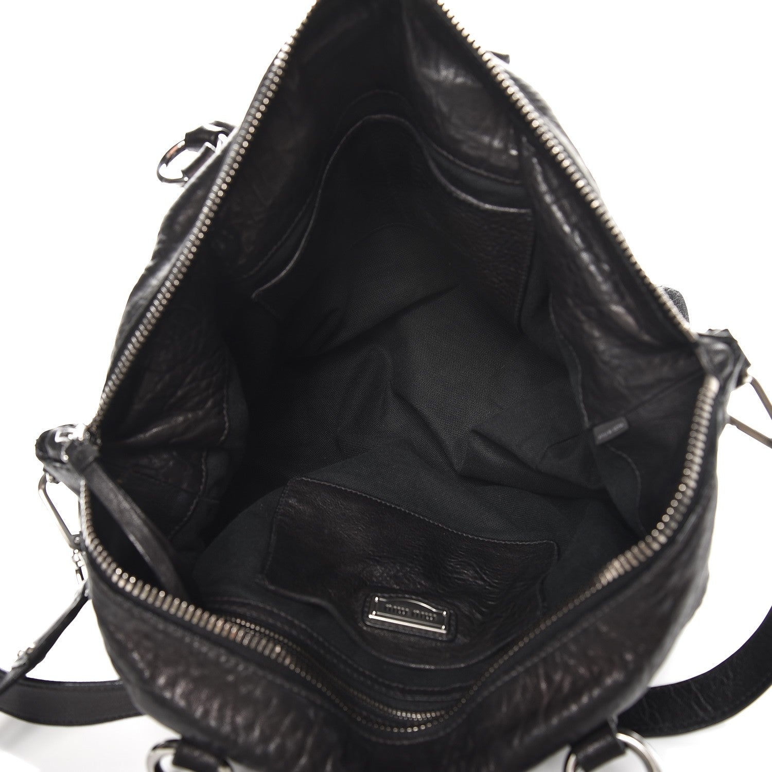 Miu Miu Goatskin Madras Convertible Tote Nero Black 5 of 15