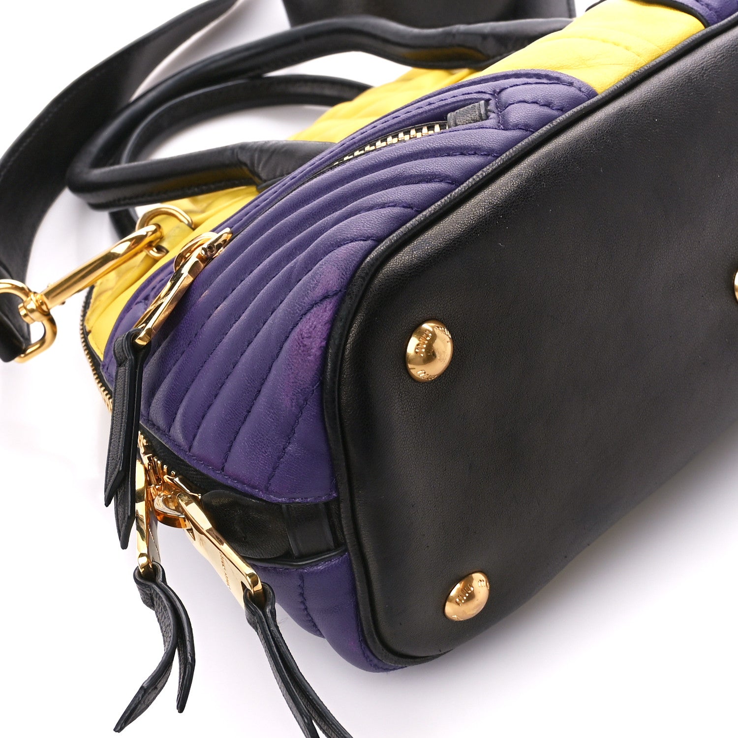 Miu Miu Nappa Matelasse Biker Satchel Sole Viola 10 of 20